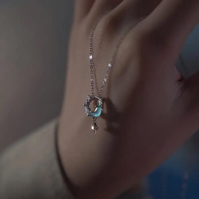 Stunning Moon and Star Birthstone Pendant Necklace Original Cheap Pice