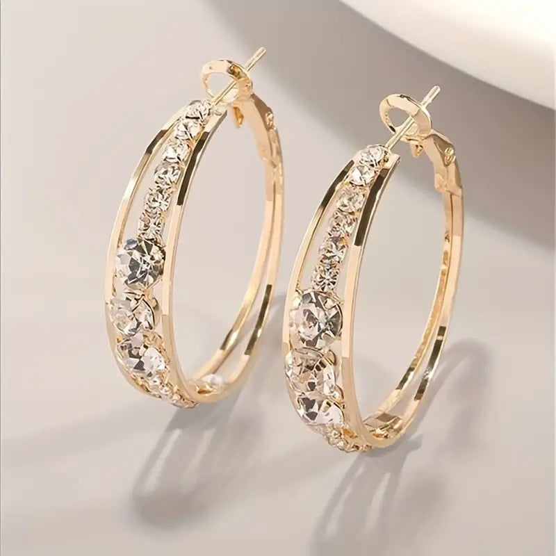 Hoop Earrings Inlaid Shiny Rhinestone For Ladies Fashion Style Online