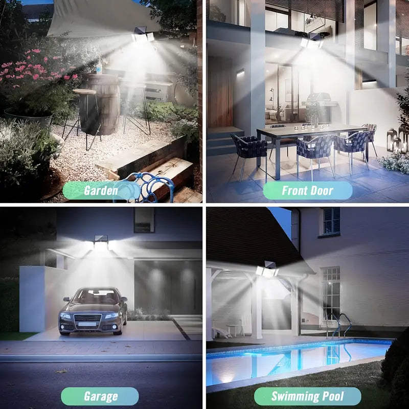 348 LED Motion Sensor Lights With Remote Control, 3 Head Security Lights, Solar Flood Wall Lights With 3 Modes Buy Cheap Affordable