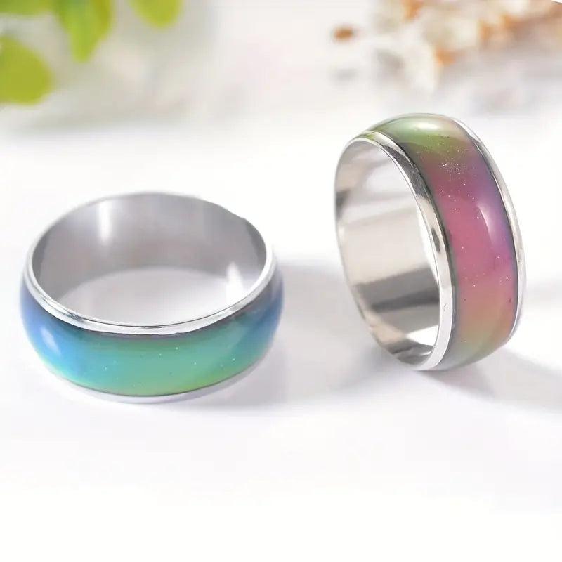 Stainless Steel Mood Ring Inlaid Thermal Discoloration Stone Cheap