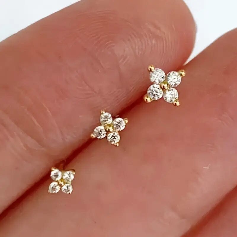 3-Pieces: Elegant Floral Stud Earrings Set Discount Choice