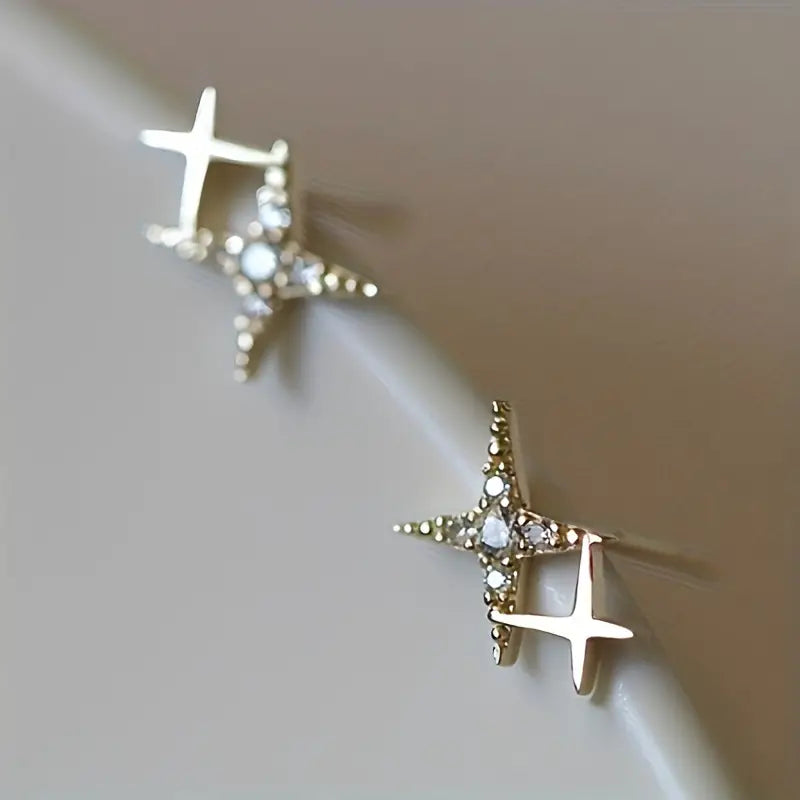 Double Star Design Stud Earrings Inlaid Zirconia Visit New For Sale